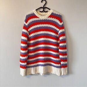 Striped Red, Purple, and White Sweater
